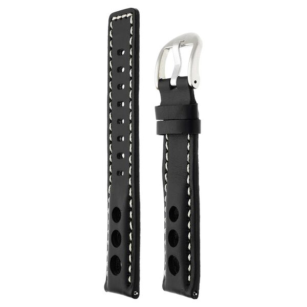 22 mm Black Genuine Leather Straps for Men - image number 2