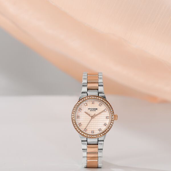 Sonata Poze Quartz Analog Rose Gold Dial Two Toned Colour Stainless Steel Strap Watch For Women - image number 0