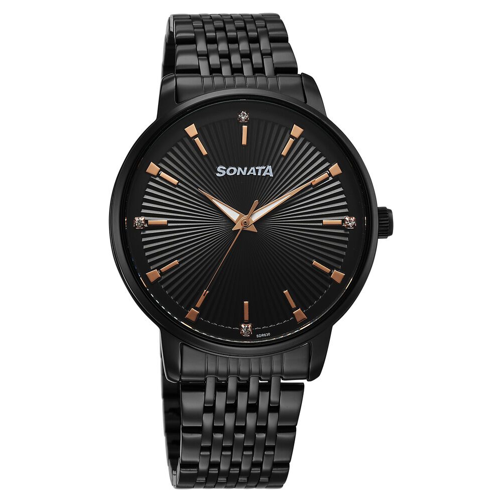 Sonata Eternia Quartz Analog Black Dial Metal Strap Watch For Men-picture-26