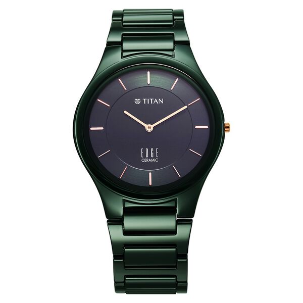 Titan Edge Ceramic Quartz in Glossy Green Dial Watch for Men - image number 0