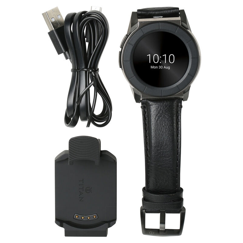 Titan JUXT PRO Black Dial Smart Leather Strap Watch for Men - image number 3