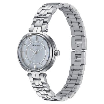 Sonata Wedding Quartz Analog Off White Dial Stainless Steel Strap Watch For Women
