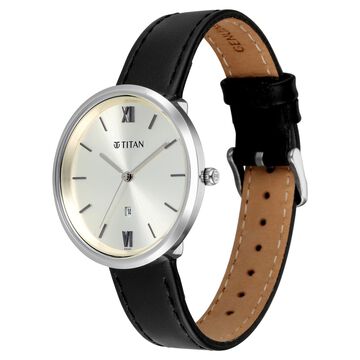 Titan Neo Quartz Analog White Dial Brown Leather Strap Watch For Women