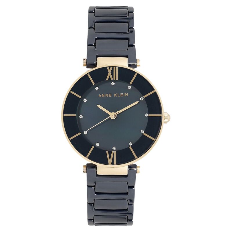 Anne Klein Quartz Analog Blue Dial Ceramic Strap Watch for Women