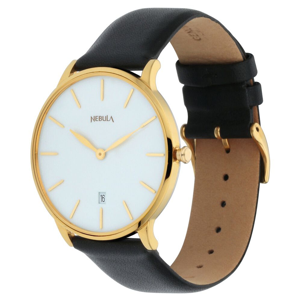 Buy Online Titan Nebula Lustre 18k Gold Analog Leather Strap Watch for Men ns5064dl01 Titan