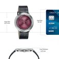 Sonata Sleek Burgundy Dial Silver-Tone Leather Strap Watch - image number 3