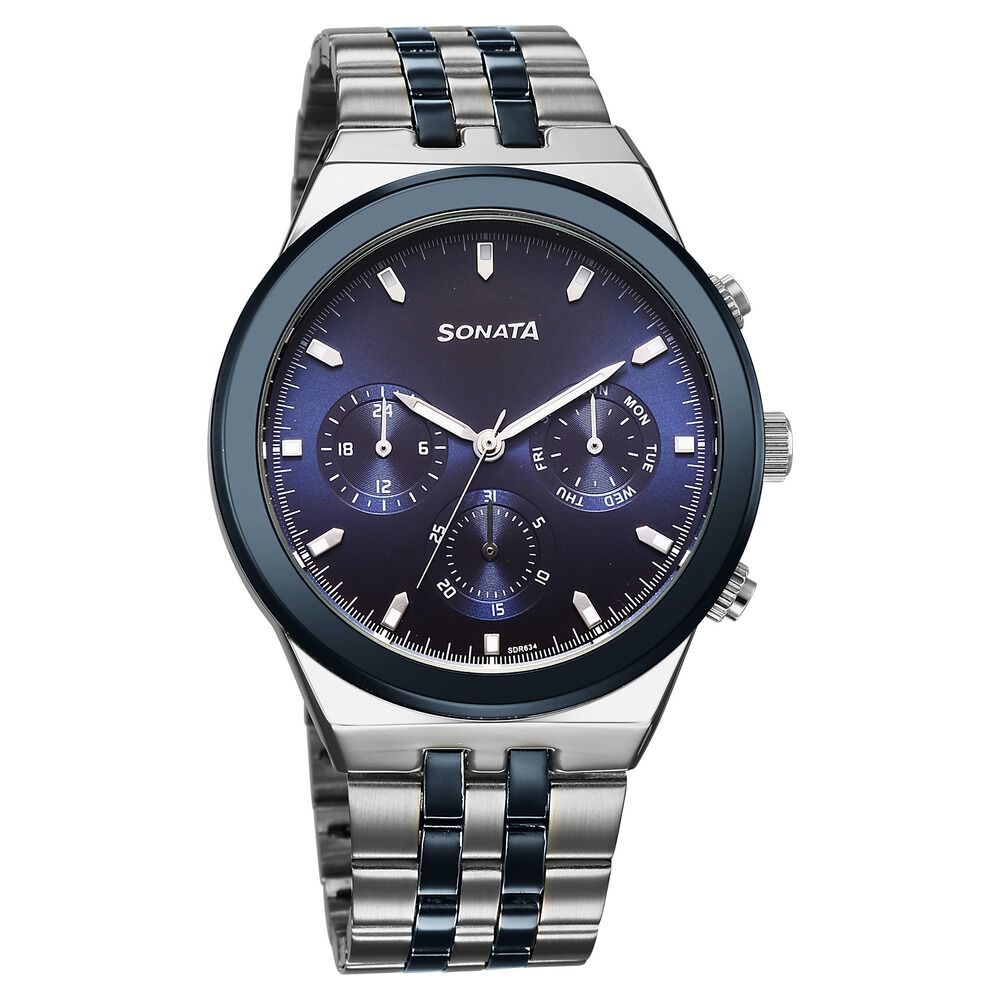 Sonata Eternia Quartz Multifunction Blue Dial Metal Strap Watch For Men-picture-19