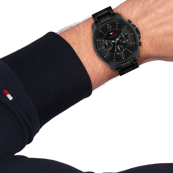 Tommy Hilfiger Quartz Multifunction Black Dial Black Stainless Steel Strap Watch For Men - image number 4