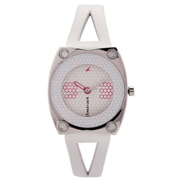 Fastrack Quartz Analog White Dial Leather Strap Watch for Girls - image number 0