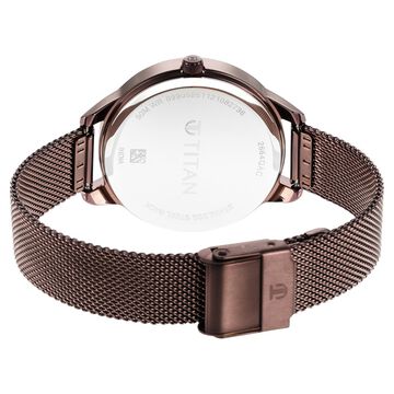 Titan Purple Glam It Up Quartz Analog Multicoloured Dial Brown Stainless Steel Strap Watch For Women
