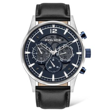 Police Quartz Multifunction Black Dial Leather Strap Watch for Men