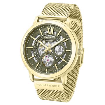Kenneth Cole Automatic Automatic Green Dial Golden Stainless Steel Strap Watch For Men