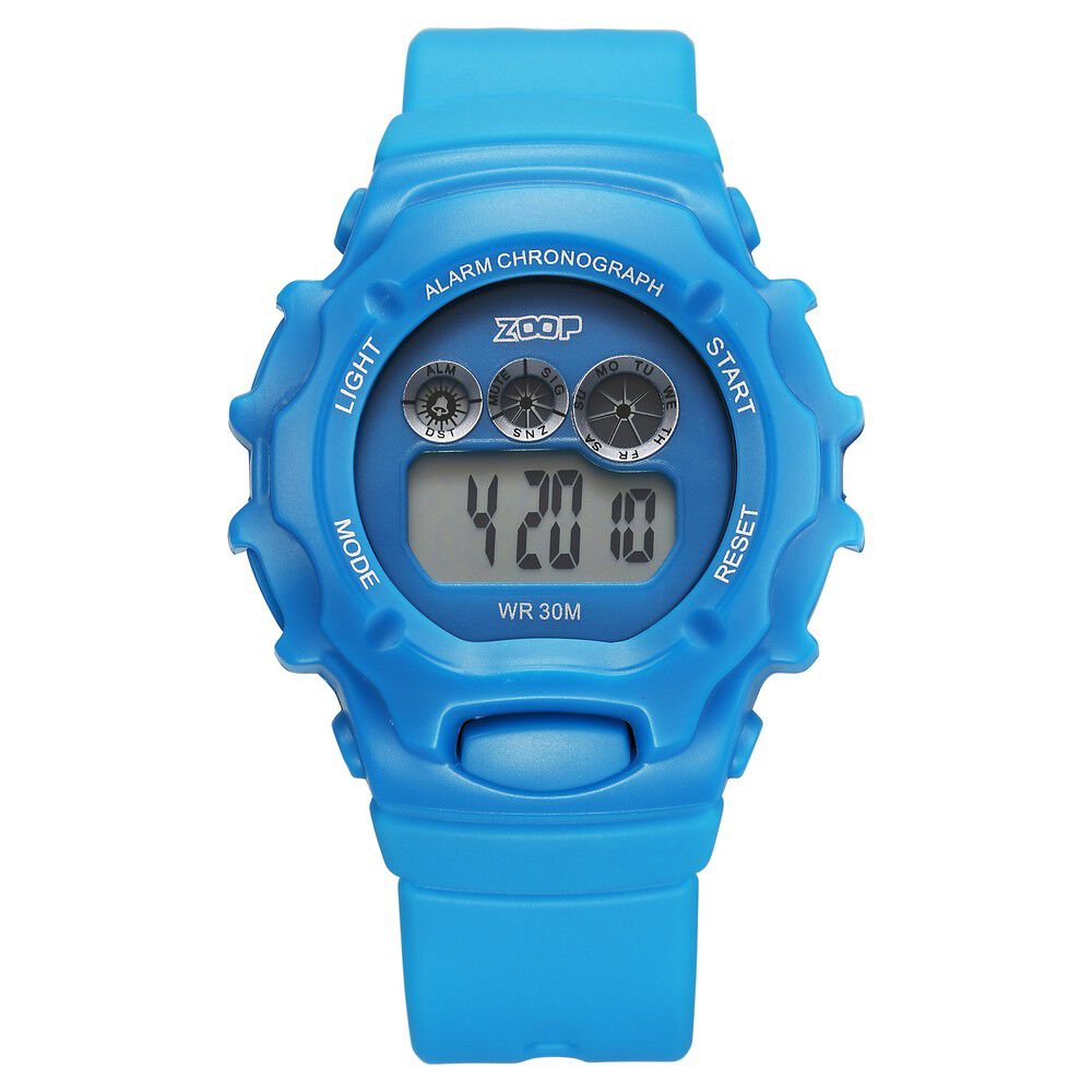 Buy Online Zoop Pop Colour Digital Blue Dial Blue Plastic Strap Watch For Kids 26035pp08w Titan