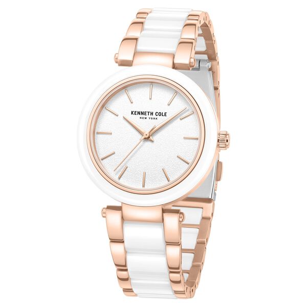 Kenneth Cole Quartz Analog White Dial White Stainless Steel & Ceramic Strap Watch For Women - image number 1