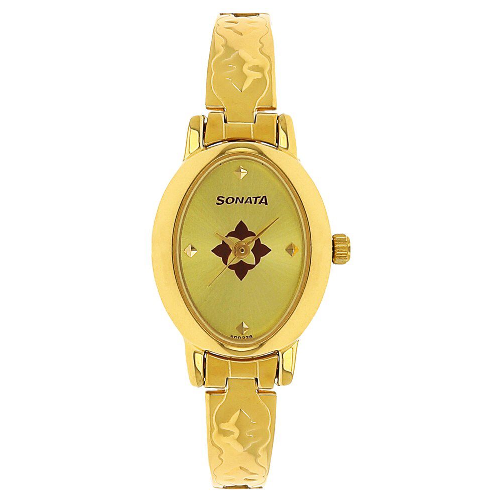 Sonata Quartz Analog Champagne Dial Stainless Steel Strap Watch for Women-image-46