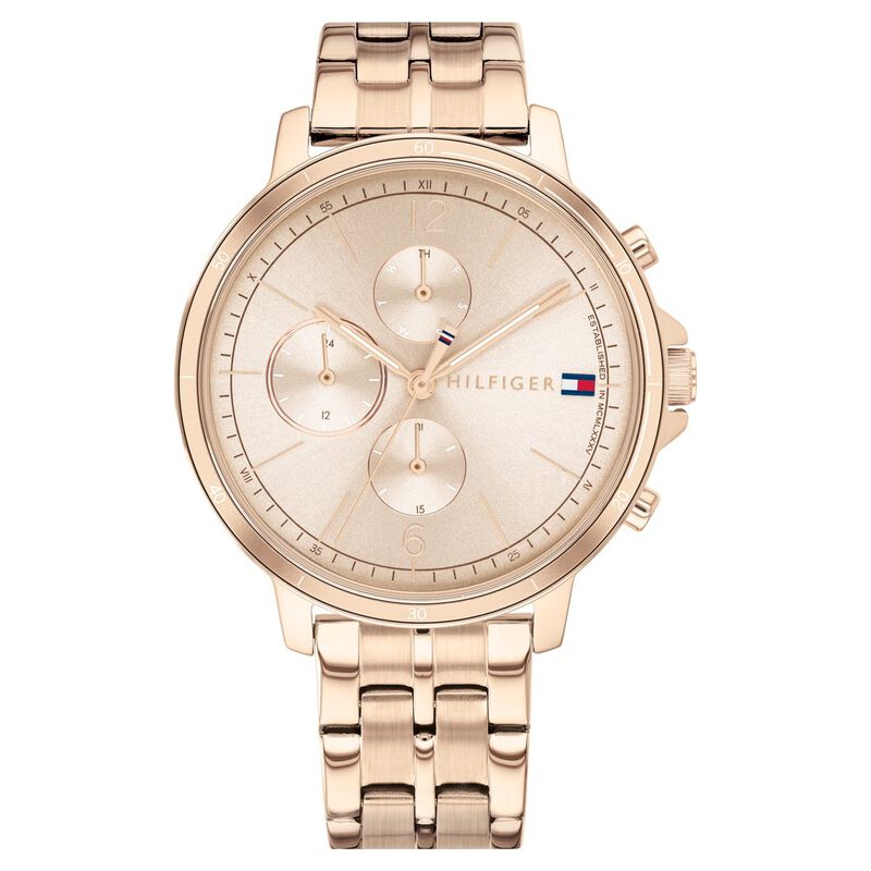 Tommy Hilfiger Quartz Multifunction Rose Gold Dial Stainless Steel Strap Watch for Women