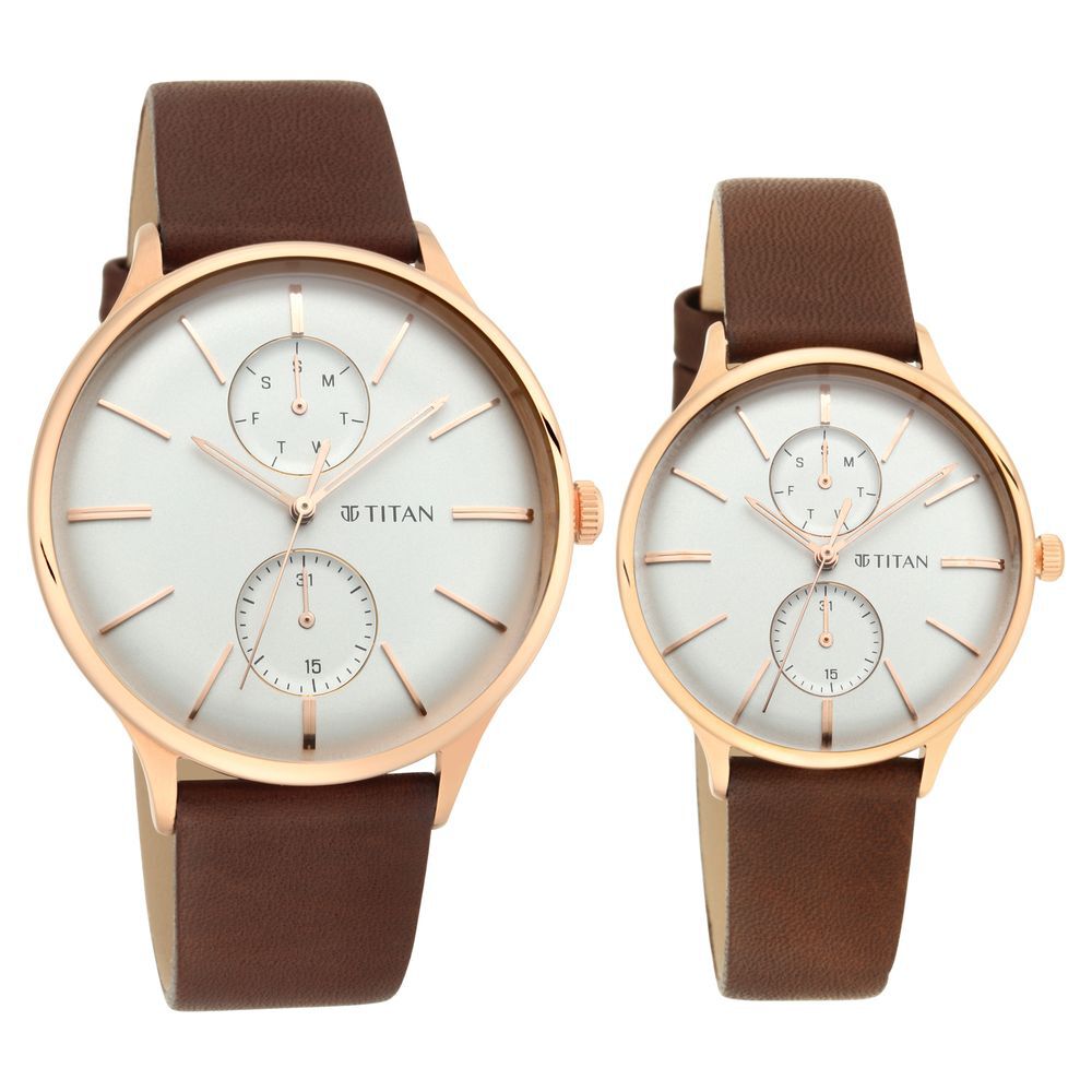 Titan couple gold top watches