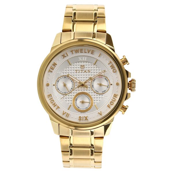 Titan Quartz Multifunction White Dial Stainless Steel Strap Watch for Men - image number 0