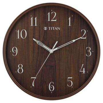 Titan Contemporary Wall Clock Quartz Analog Analog Dark Brown Dial - Size 31 cm x 31 cm (Medium)