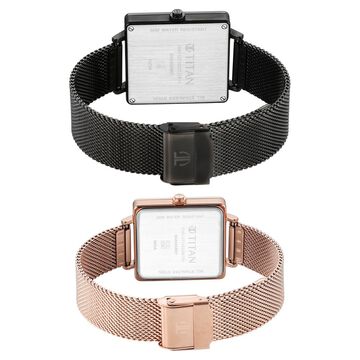 Titan Bandhan Black Dial Quartz Multifunction Stainless Steel Strap watch for Couple