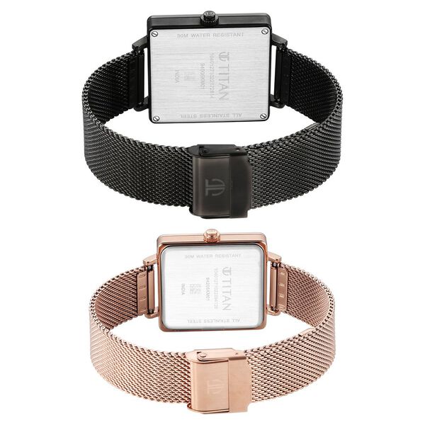 Titan Bandhan Black Dial Quartz Multifunction Stainless Steel Strap watch for Couple - image number 4