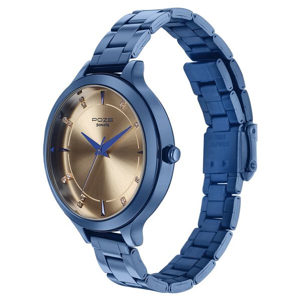 Sonata Poze Quartz Analog Rose Gold Dial Metal Strap Watch for Women - image number 2
