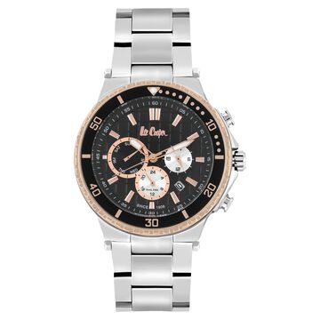 Lee Cooper Quartz Multifunction Black Dial Stainless Steel Strap Watch for Men