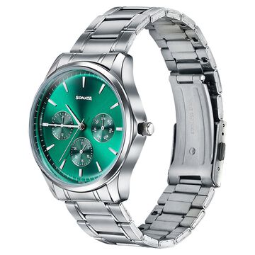 Sonata Men's Work Wear emerald green dial Watch - Premium Multifunction design for everyday style