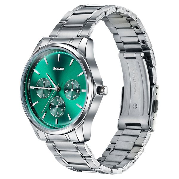 Sonata Men's Work Wear emerald green dial Watch - Premium Multifunction design for everyday style - image number 2