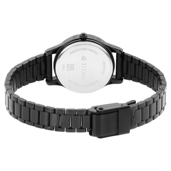 Titan Quartz Analog Black Dial Stainless Steel Strap Watch for Women - image number 4