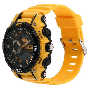 SF Xtreme Gears Quartz Digital Analog Digital Black Dial Yellow Plastic Strap Watch For Men