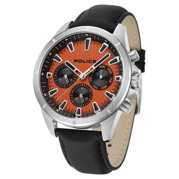 Police Orange Dial Quartz Multifunction Watch for Men