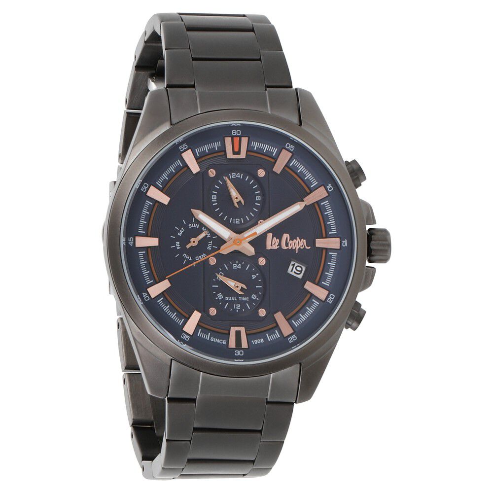 Buy Online Lee Cooper Quartz Analog Blue Dial Metal Strap Watch