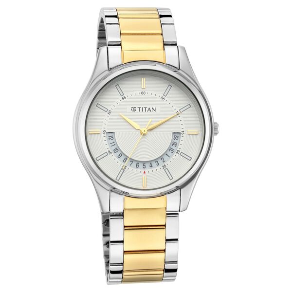 Titan Lagan White Dial Analog Metal Strap Watch for Men - image number 0
