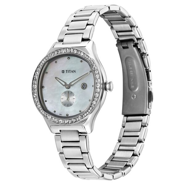 Titan Glamour Quartz Analog with Date Mother Of Pearl Dial Stainless Steel Strap Watch For Women - image number 2