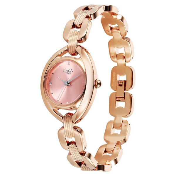 Titan Raga Showstopper Quartz Analog Pink Dial Metal Strap Watch For Women - image number 2