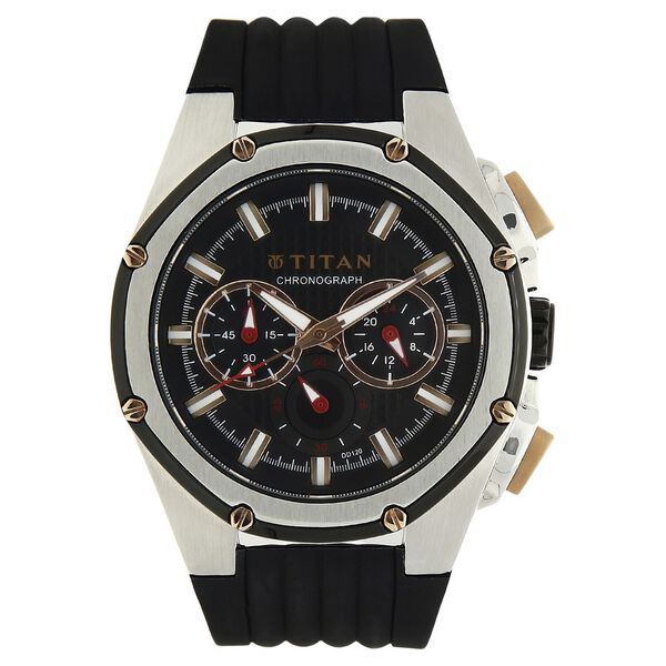 Titan Quartz Analog Black Dial Plastic Strap Watch for Men - image number 0