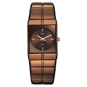 Vyb Nova By Fastrack Quartz Analog Brown Dial Brown Metal Strap Watch For Guys