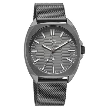 Vyb Aviator By Fastrack Quartz Analog Grey Dial Grey Stainless Steel Strap Watch For Guys