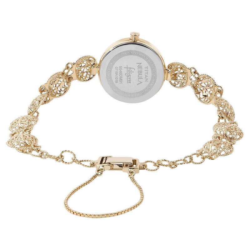 Titan Nebula Filigree Quartz Analog 18 Karat Solid Gold Watch for Women - image number 6