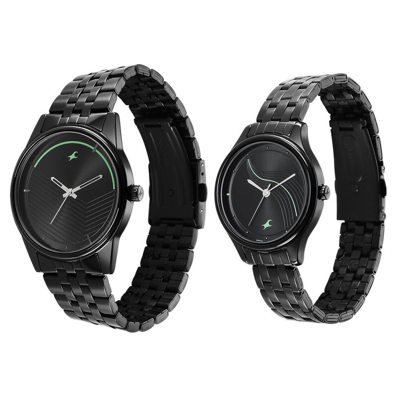 Buy Online Fastrack Mixmatched Quartz Analog Black Dial Black Stainless