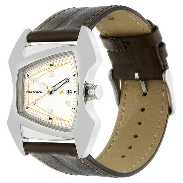 Fastrack Quartz Analog Silver Dial Leather Strap Watch for Guys - image number 2