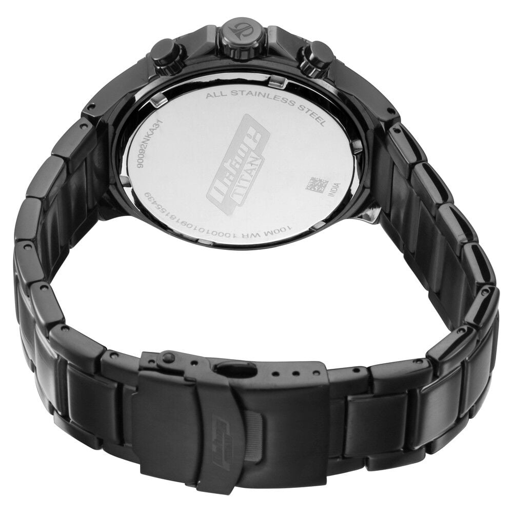 Buy Online Titan Quartz Chronograph Black Dial Stainless Steel Strap Watch for Men 90092nm01 Titan