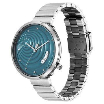 Fastrack Groove Quartz Analog with Date Teal Dial Girls Stainless Steel Watch
