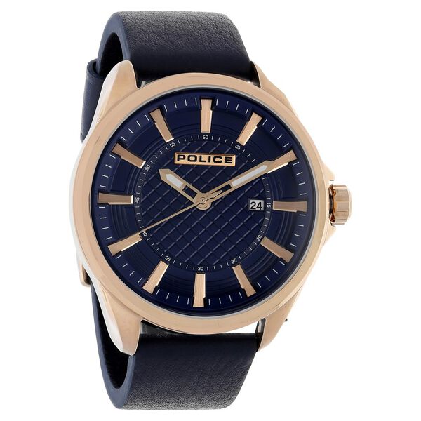 Police Quartz Analog with Date Blue Dial Leather Strap Watch for Men - image number 1