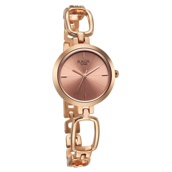 Titan Raga Quartz Analog Rose Gold Round Dial Rose Gold Metal Strap Watch For Women - image number 2