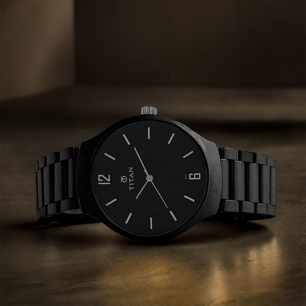 Titan Black Dial Analog Ceramic Strap Ceramic Strap Watch for Men