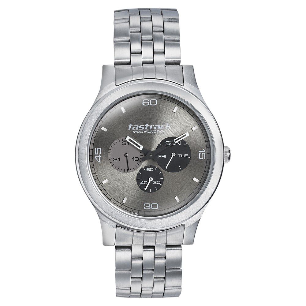 Fastrack Dial It Up Quartz Multifunction Grey Dial Stainless Steel Strap Watch for Guys