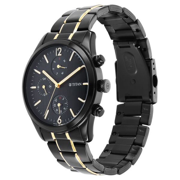 Titan Black and Gold Anthracite Dial Analog Stainless Steel Strap watch for Men - image number 3