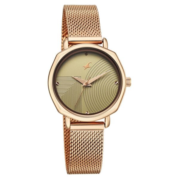 Fastrack Stunners Quartz Analog Green Dial Rose Gold Stainless Steel Strap Watch For Girls - image number 1